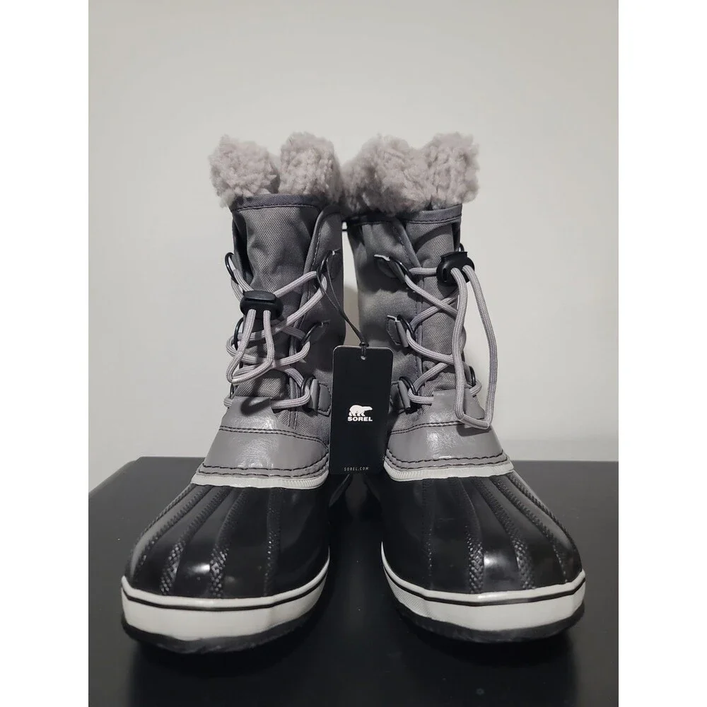 Sorel Yoot Pac Nylon Snow Boots Grey Size 6 US Youth  7.5 / 8 Women Winter Shoe